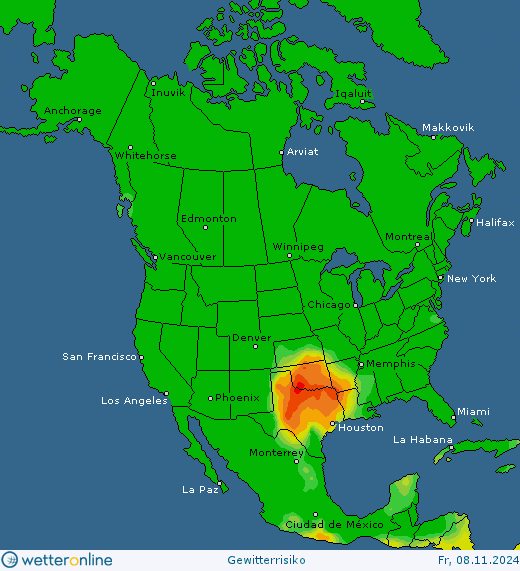 Thunderstorm-Probability_20241108_nam-1 Thunderstorm forecast in Europe, North America and Asia. Warning watch.