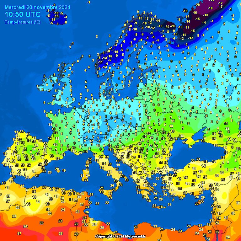 Europe noontime temperatures for you. Compare and watch.